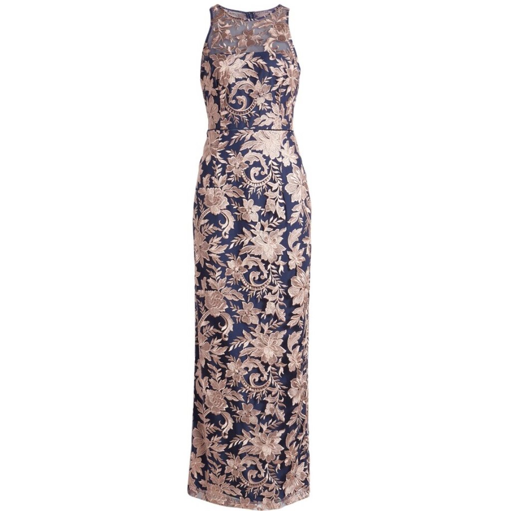 Js Collections Embroidered Halter Neck Pencil Gown